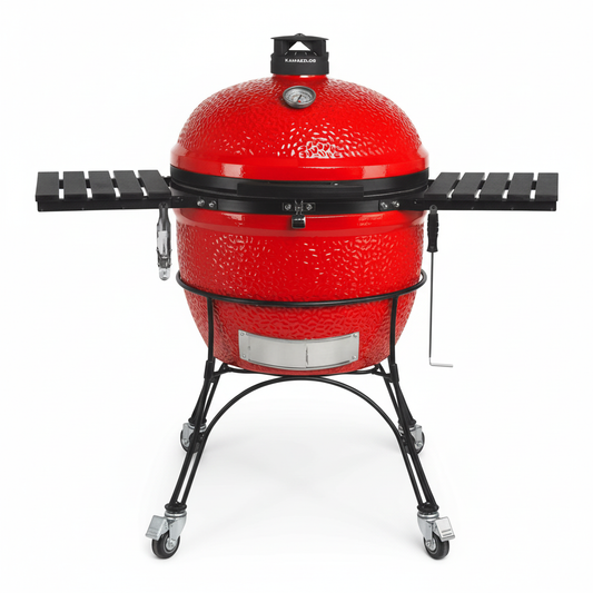 Kamado Joe Big Joe II con carrito vista frontal fondo blanco